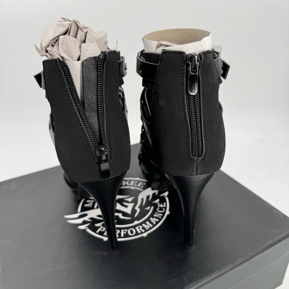 NWT Milwaukee MBL9451 Black Fashion Casual Stiletto Heeled Sandals w Ankle Strap - Picture 6 of 9